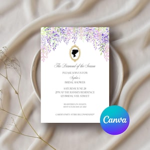 Bridgerton Bridal Shower Invitation Template | Garden Party Printable | Diamond of the Season | Canva Invite