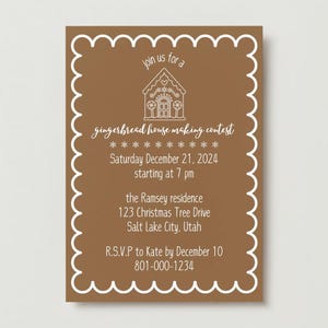 Printable Gingerbread House-Making Invitation | Holiday Party Template | Festive Digital Download | Christmas Event Invite