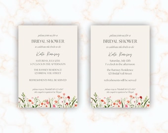 Wildflower Bridal Shower Invitation: Editable Boho Garden Theme (Digital Download)