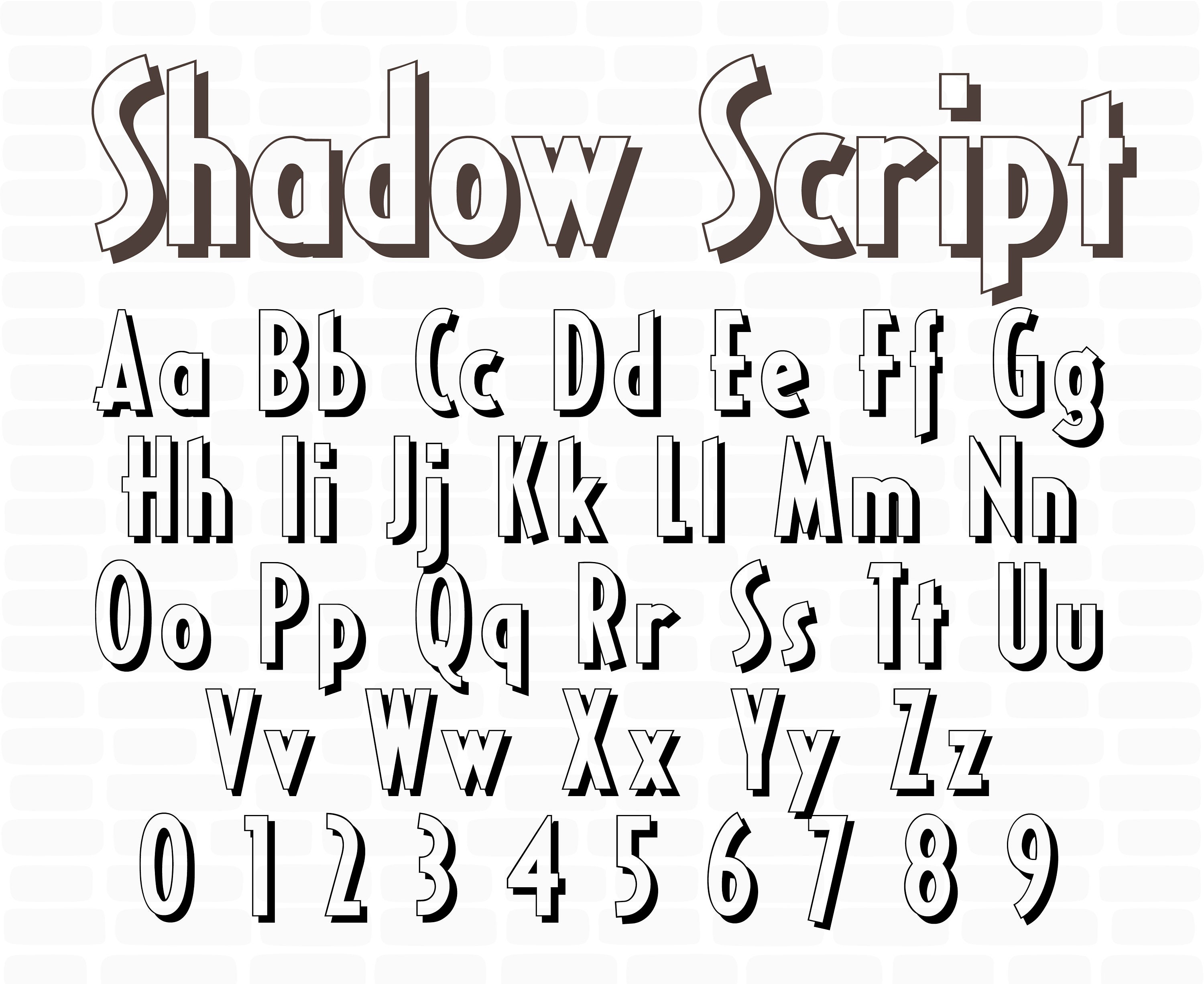 Shadow Font Svg File Alphabet Instant Download Script Shadow | Etsy