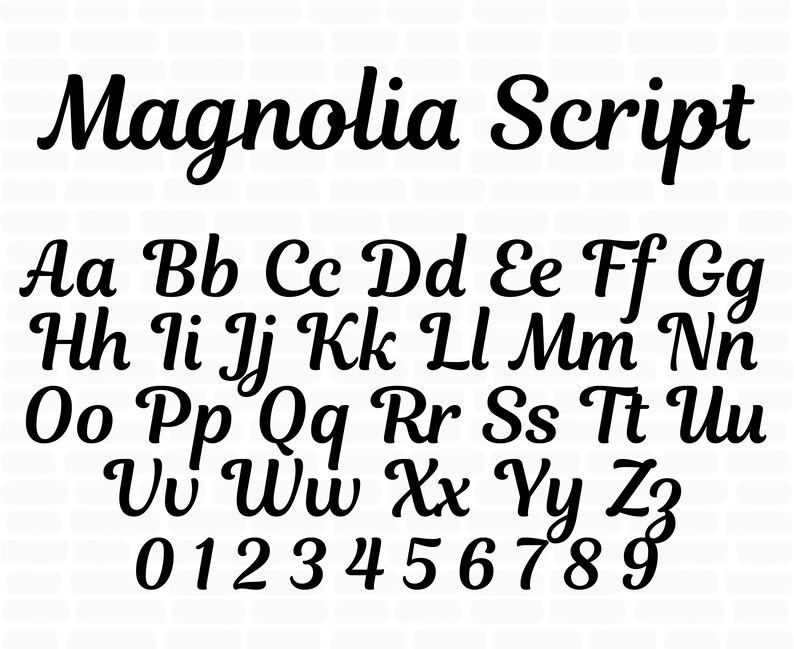 Magnolia Font Svg Magnolia Alphabet Letters Svg Calligraphy Etsy