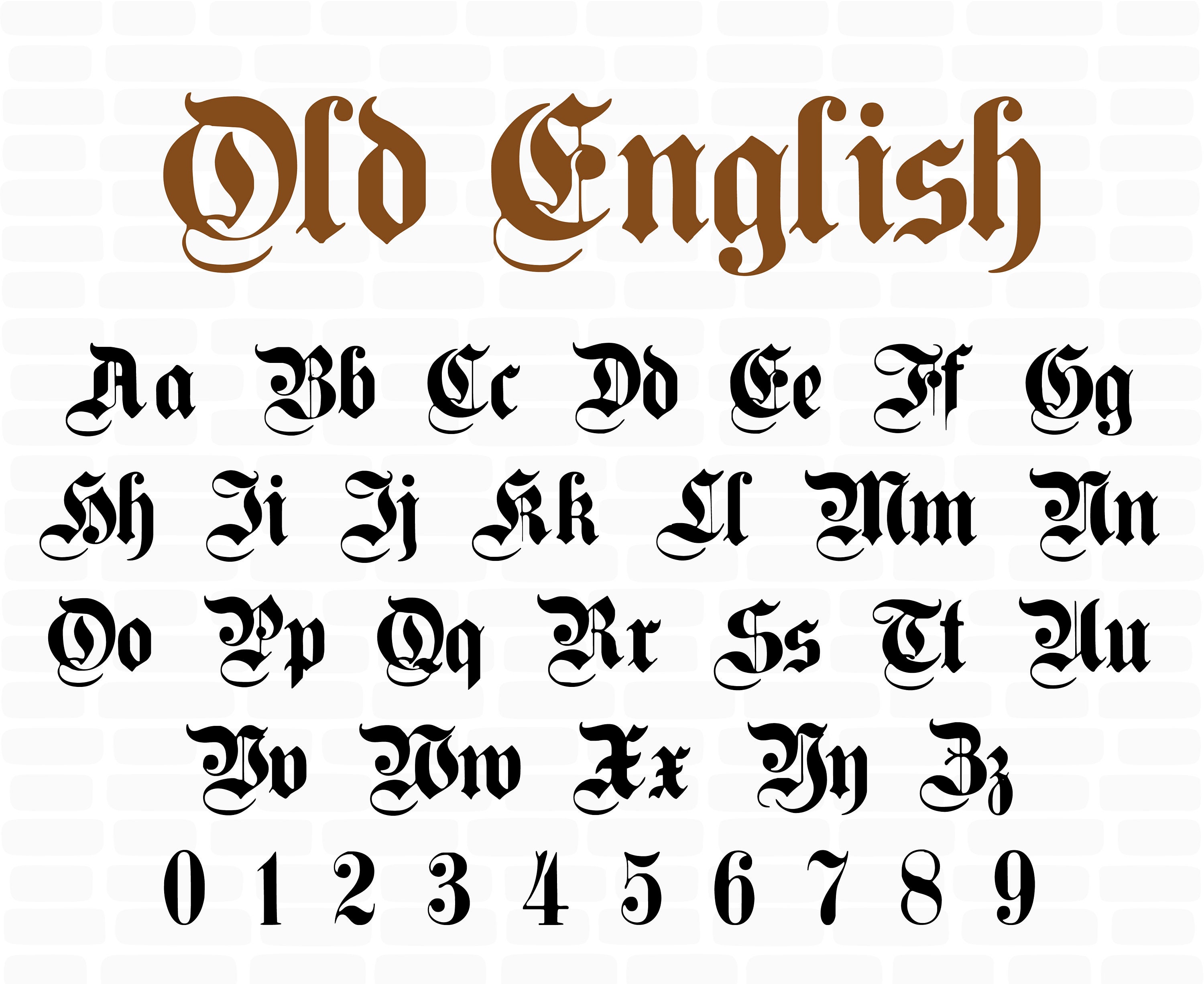 Old English Monogram Svg Font Gothic Letters Old English Etsy