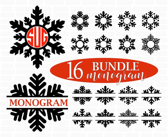 Download Christmas Monogram Svg File Snowflake Monogram Svg Split Etsy