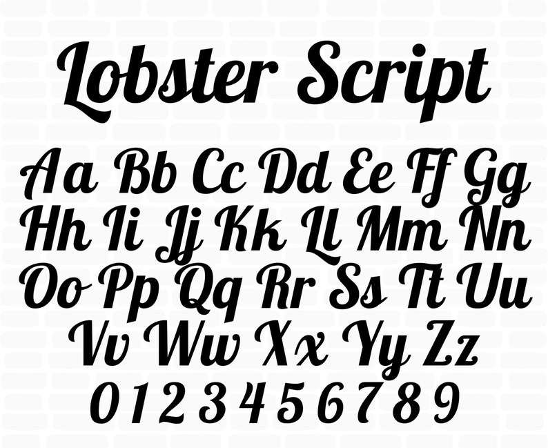 Lobster Script Lobster font svg Lobster script svg files Etsy
