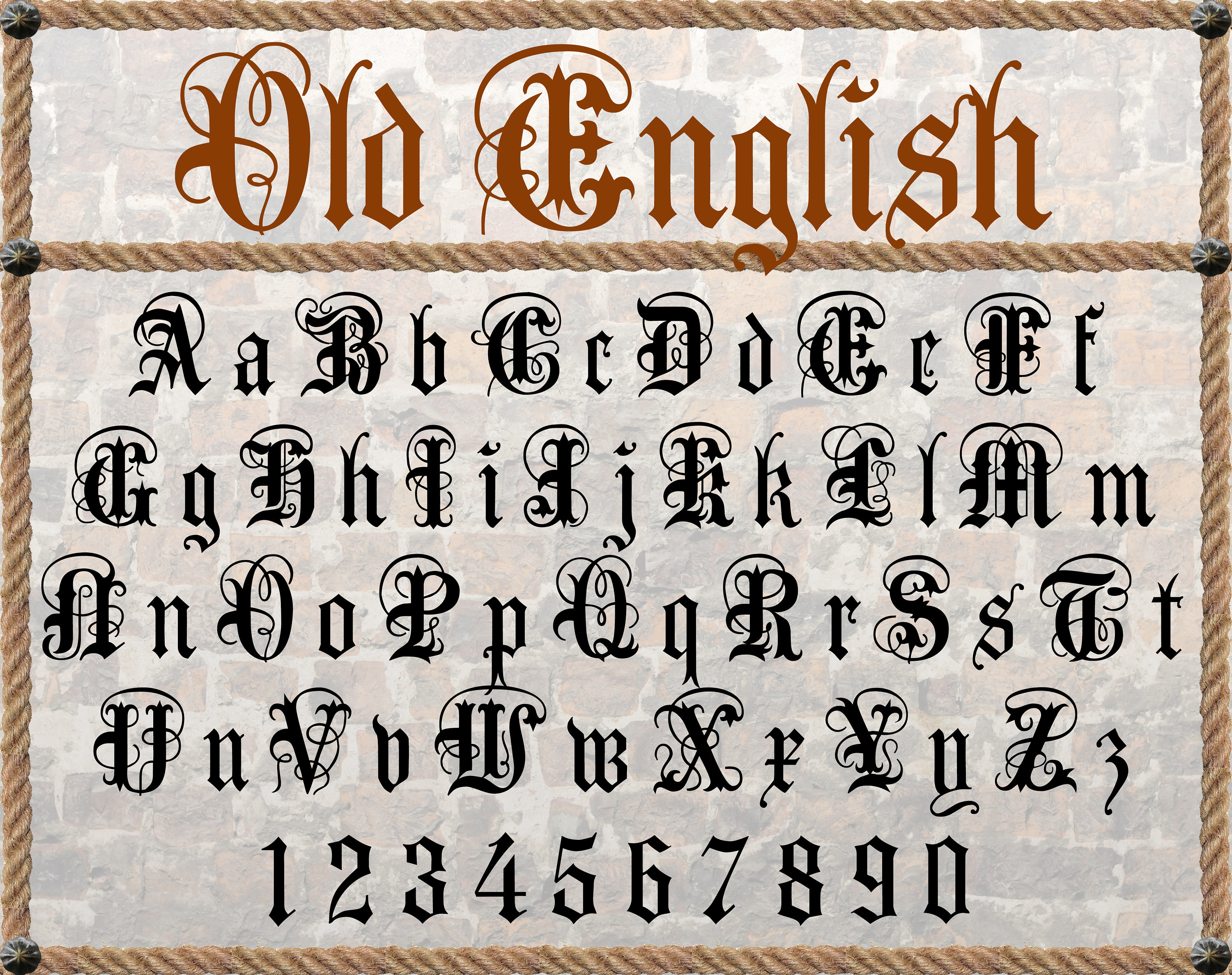 Old English Gothic Alphabet Letters