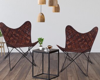Hand Stitched Leather Butterfly Chair: Soft Sitting, Modern Design