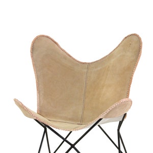 Bunbury Butterfly Chair - Canvas Leather Mixture Seat With Iron Stand
