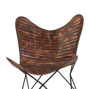 Astoria Butterfly Chair - Canvas Leather Mixture Seat With Iron Stand