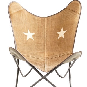 Star Eyes Diamond Butterfly Chair - Asiento de mezcla de cuero de lona con soporte de hierro