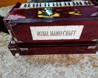 Indisches 2-stimmiges Harmonium-Modell, hochwertige Walnuss-Ausführung (Bass - männlich), tragbares Harmonium