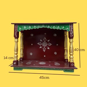 Indian God Wooden Temple wooden mandir (Outside Temple: 45 X 40 X 15 cm, Colorful)