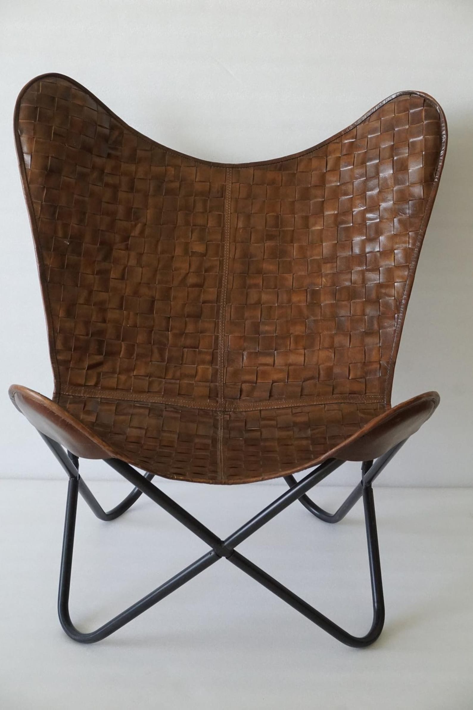 Classic Retro Butterfly Chair Canvas Leather Mixture Seat Etsy