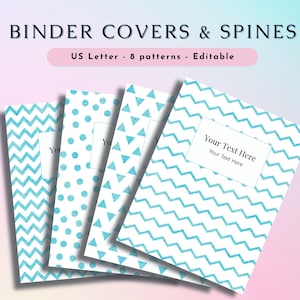 Cute Blue Editable Binder Covers and Spines, printable binder covers, book covers, teacher organization, binder insert, school binder
