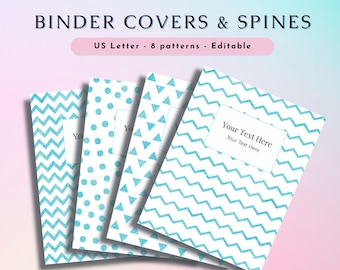 Cute Blue Editable Binder Covers and Spines, printable binder covers, book covers, teacher organization, binder insert, school binder