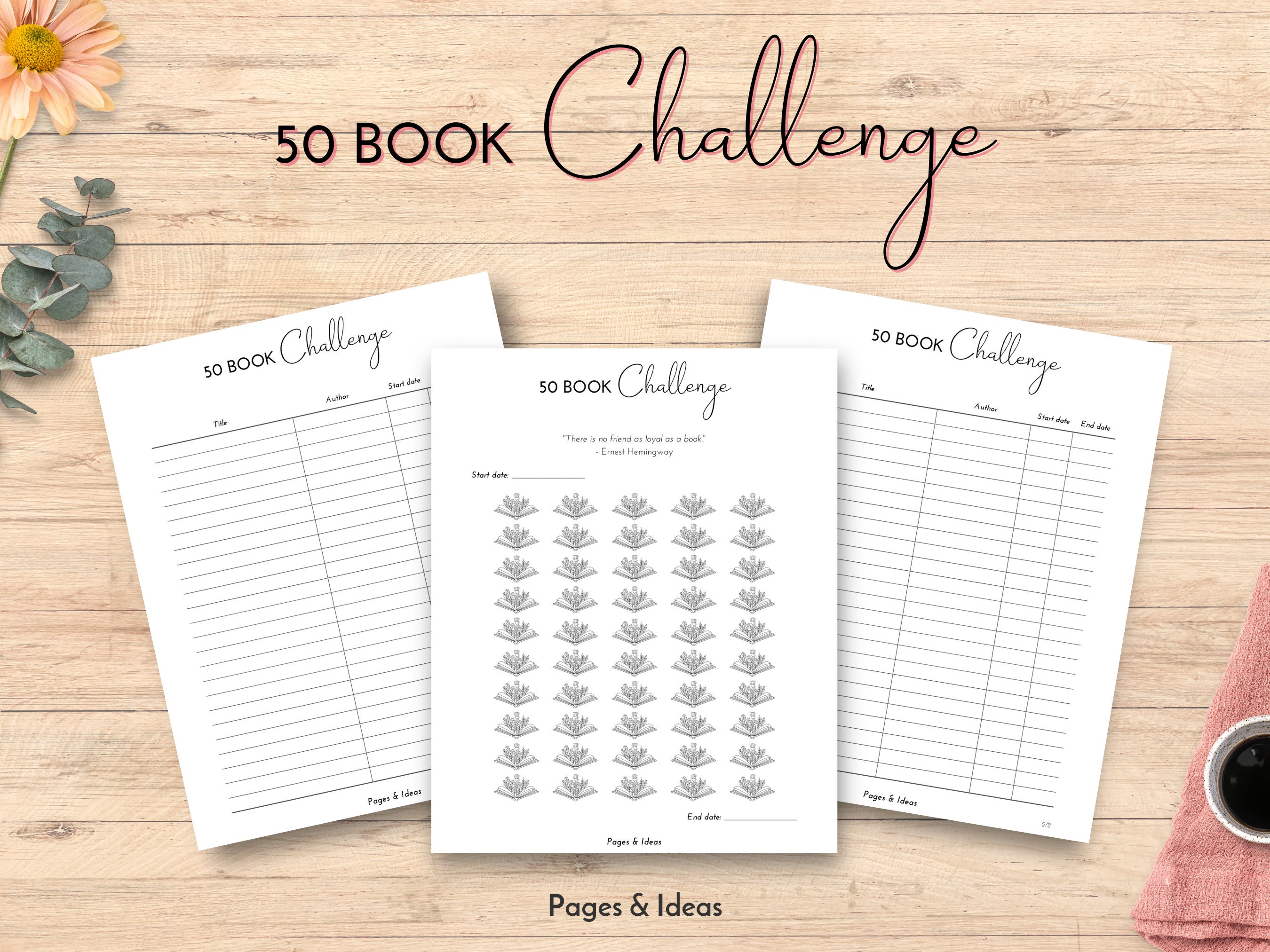 Book Reading Challenge, Printable Reading Challenge, Book Tracker, Book ...
