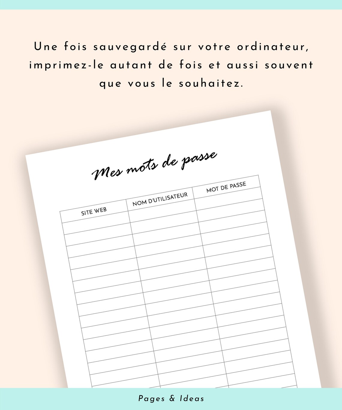 Minimalist Password Tracker | Printable PDF | A4 A5 US Letter ...