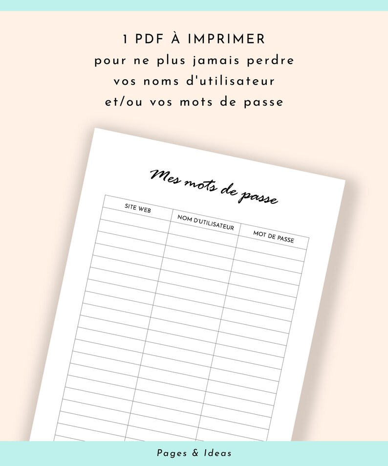 Minimalist Password Tracker | Printable PDF | A4 A5 US Letter ...