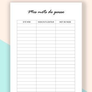 Minimalist Password Tracker | Printable PDF | A4 A5 US Letter ...