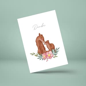 Cartão Dobrável Família Feliz Dia das Mães Fox