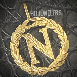 Solid 14K Gold Letter Initial N Pendant