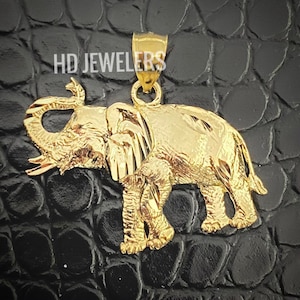 Solid 14K Gold Elephant Pendant Charm
