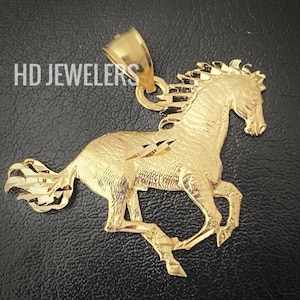 Solid 14K Gold Horse Equestrian Pendant Charm