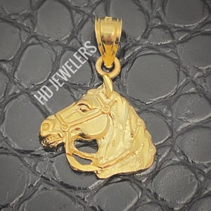 Solid 14K Gold Horse Head Equestrian Pendant Charm