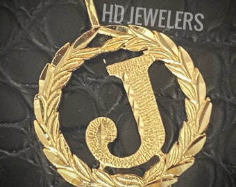 Solid 14K Gold Letter Initial J Pendant