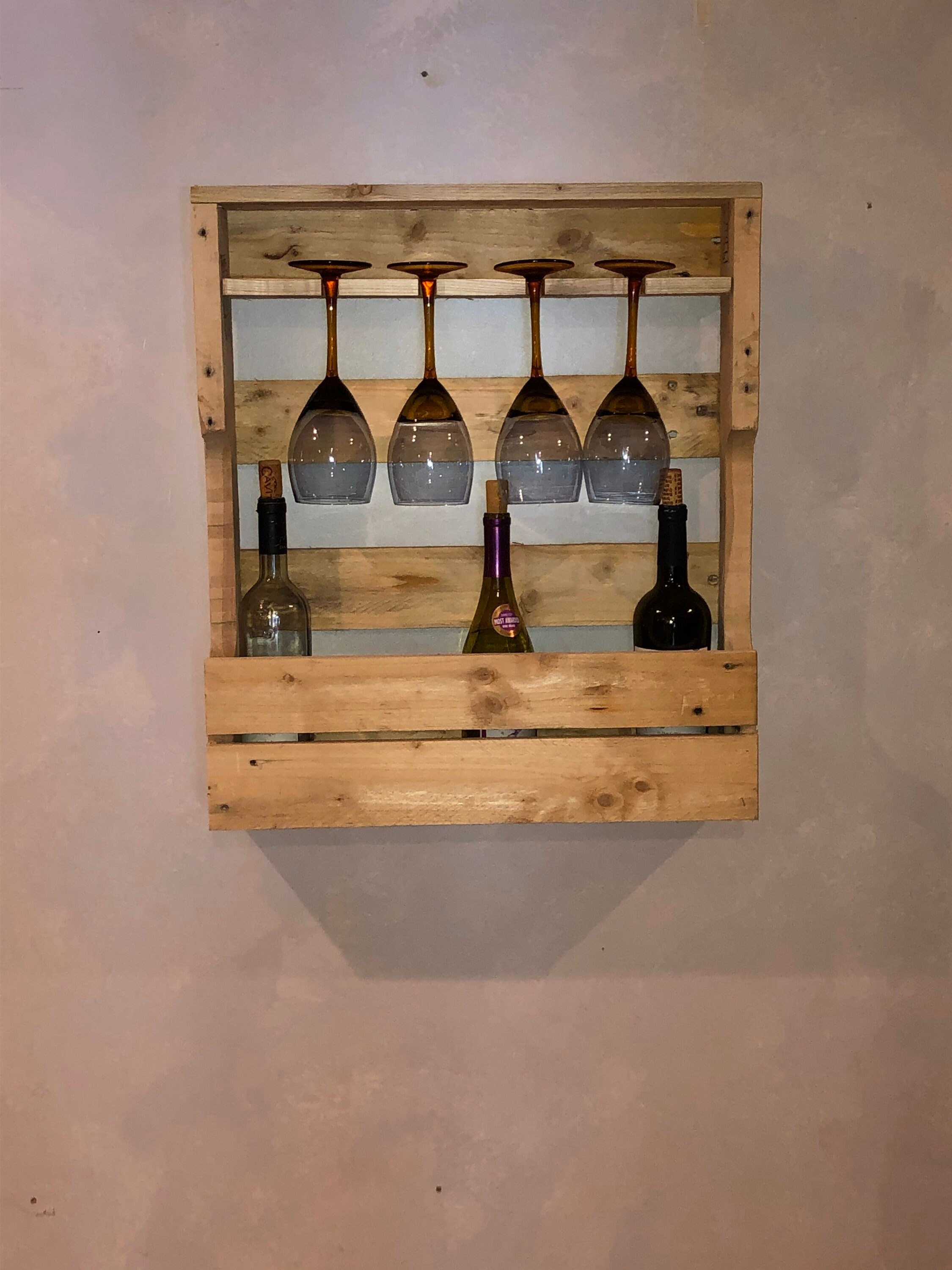 Rustic Reclaimed Pallet Wine Liquor Wall Rack Etsy