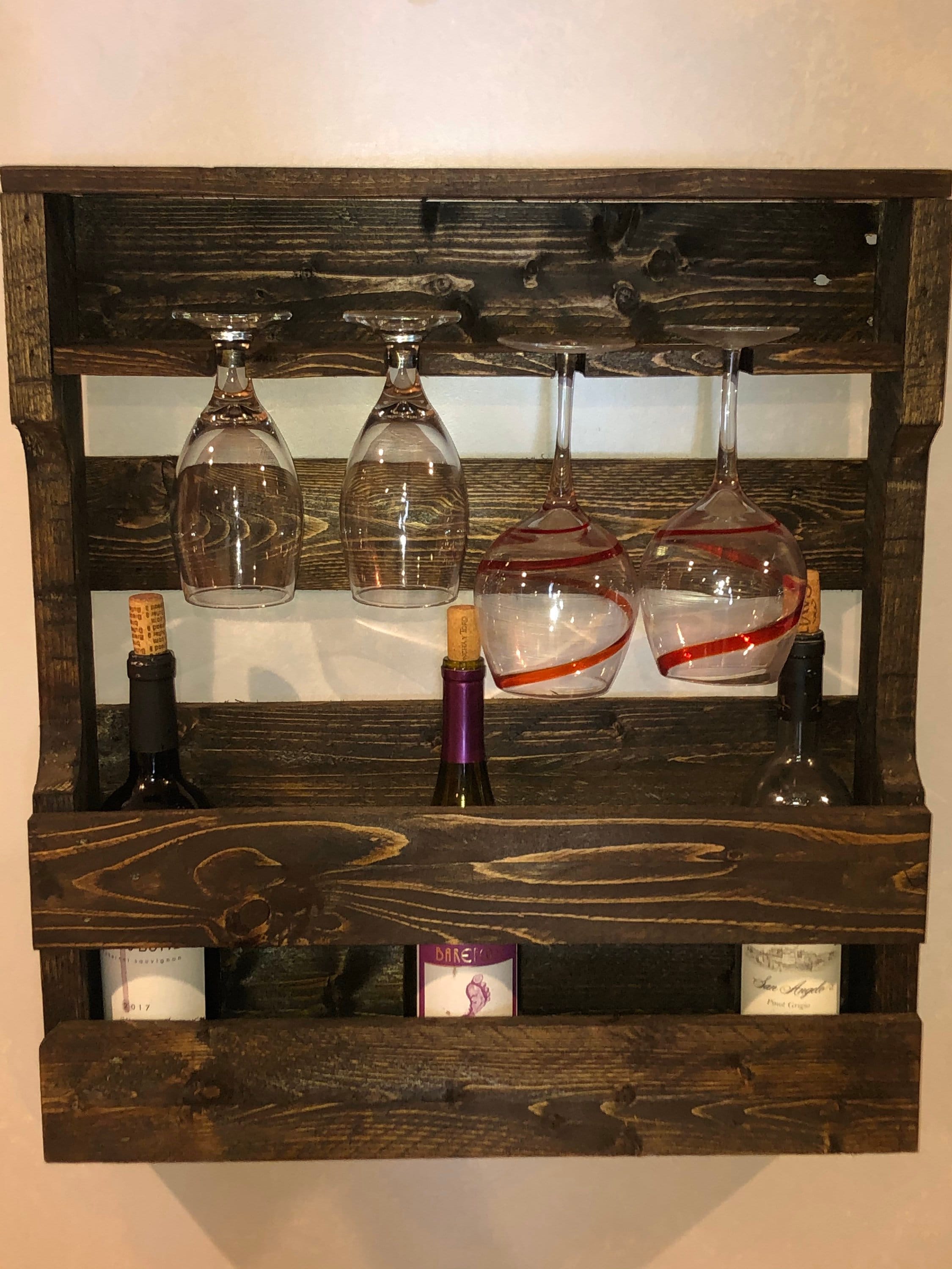 Large rustic reclaimed quirky pallet wood wine prosecco rack Valentines gift
