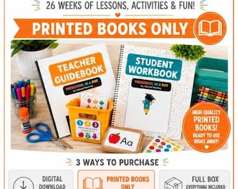 Printed Preschool Curriculum | Homeschool Pre K Workbook Set | Teacher Guide & Student Workbook