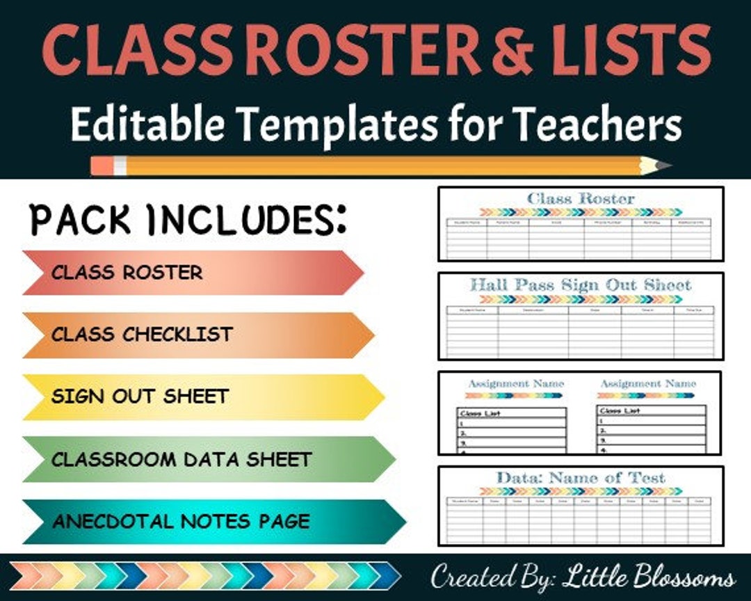 Class Roster, Data Tracker, Sign Out Sheets and More - Etsy
