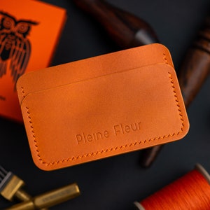 Porte cartes - Fait en cuir pleine fleur - Koala Orange Leather