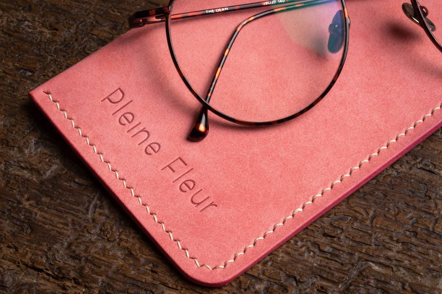 Fullgrain Leather Glasses Case Pink Etsy