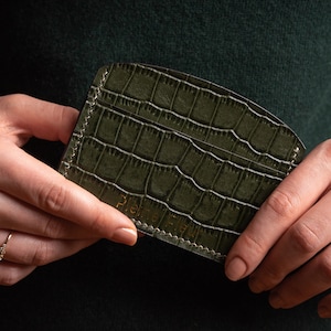 Porte cartes en cuir pleine fleur - Crocodile