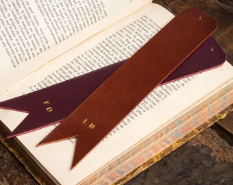 Personalized full grain leather bookmark