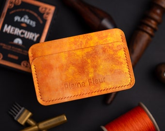 Card holder made in full grain leather - Whisky