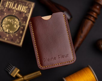 Etui pour cartes de visite en cuir pleine fleur