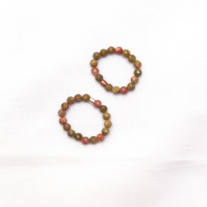 Dainty Unakite stretchy Fidget ring - Stress and anxiety relief