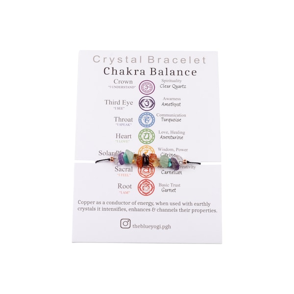 Dainty Chakra Balance crystal bracelet/anklet with an affirmation - Eco friendly and Sustainable - Tie closure