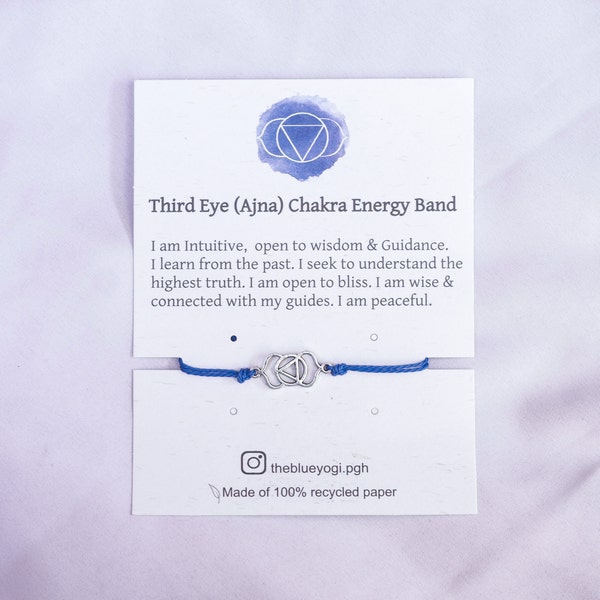 Third Eye Chakra Energy Bracelet with size adjustable sliding knot