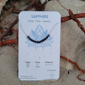 Dainty Sapphire Necklace - Minimal, casual and light weight - 16”- 18” adjustable - September Birthstone