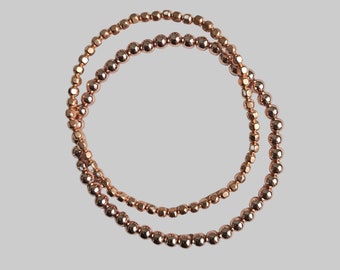 Genuine and solid Copper Bead Bracelet - Stretchy and Stackable