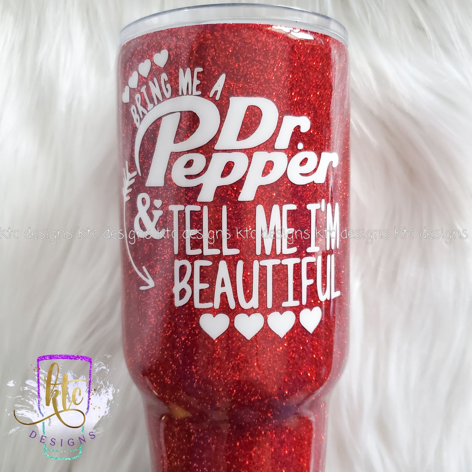 Dr. Pepper Tumbler// Maroon Glitter 