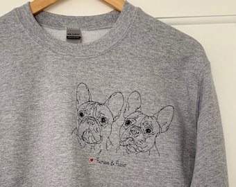 Custom Pet Portrait Embroidered Sweatshirt, Personalized Gift