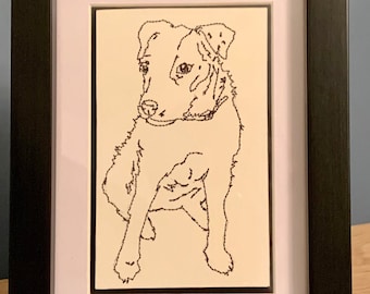 Embroidered Pet Portrait – Custom Framed Pet Memorial Art