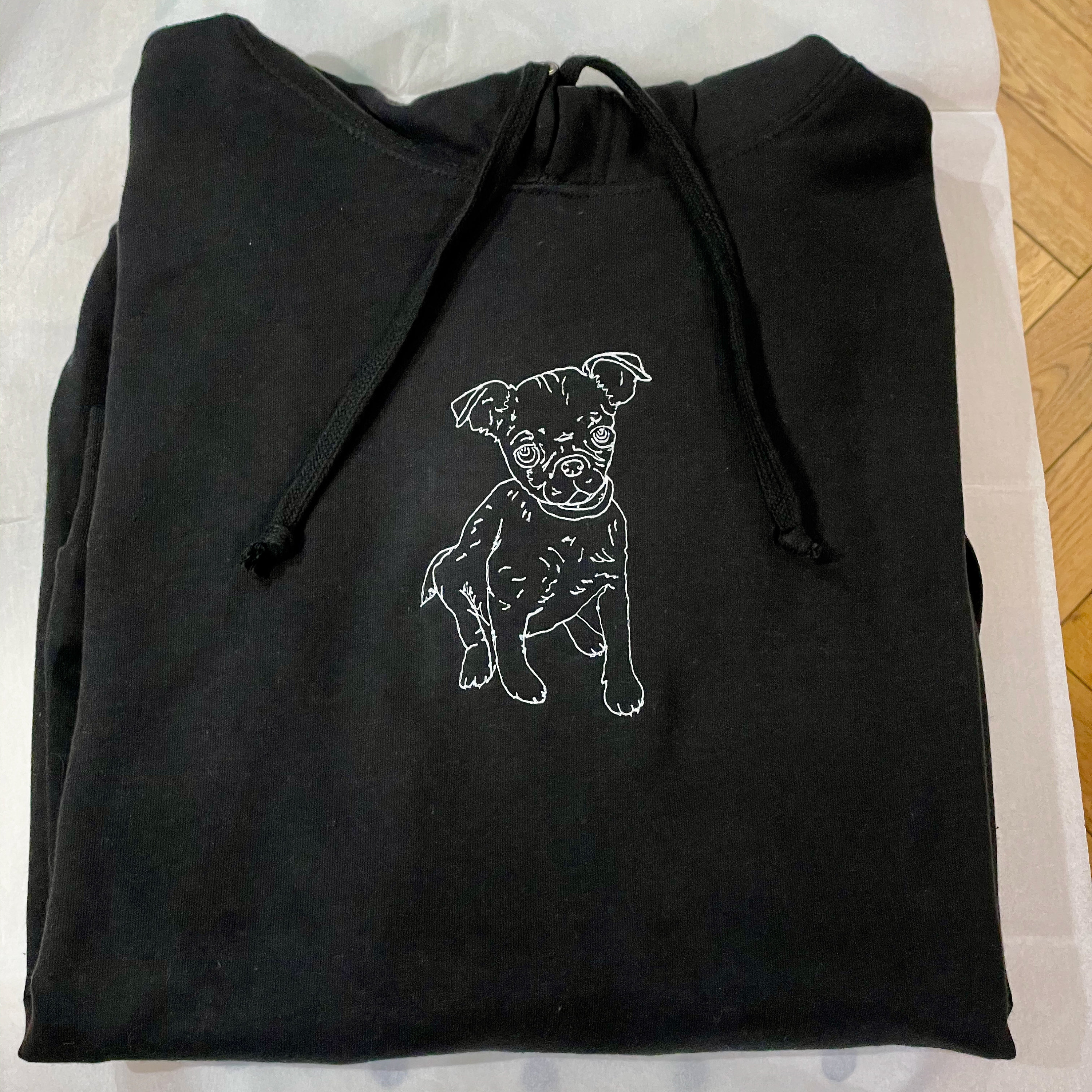 Discover Embroidered Pet portrait custom hoodie cotton, mens and ladies size, custom personalised pet gift