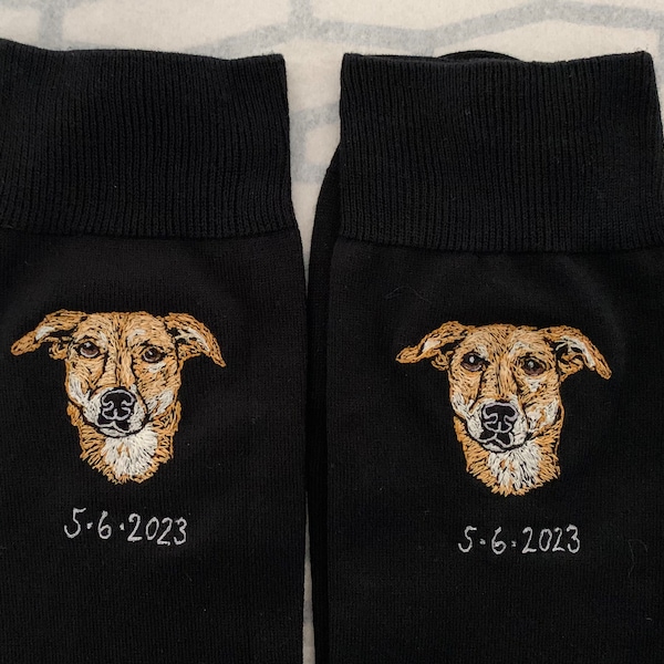 Pet portrait custom socks embroidered cotton rich quality male or female socks