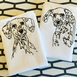 Pet portrait custom handkerchief embroidered cotton hankie