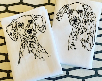 Pet portrait custom handkerchief embroidered cotton hankie